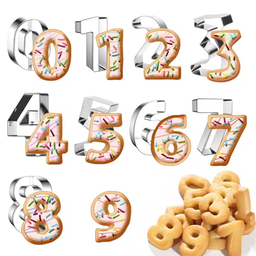 0-9 Number Cookie Cutters Set 3 Inch, 9PCS Stainless Steel Number Cutters