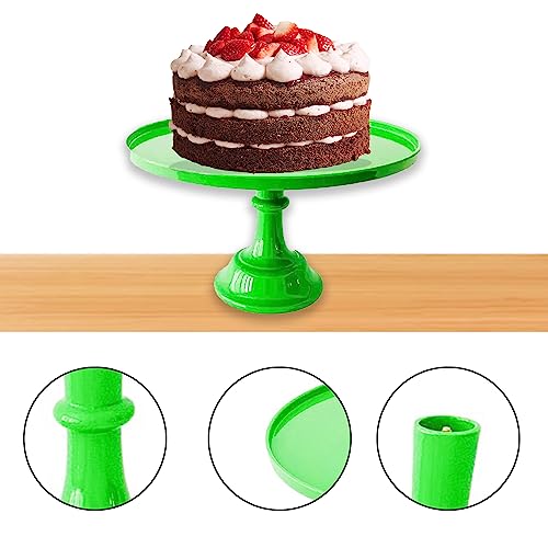 11-Inch Green Melamine Cake Stand Pedestal Reusable Dessert Party Display - color: Green