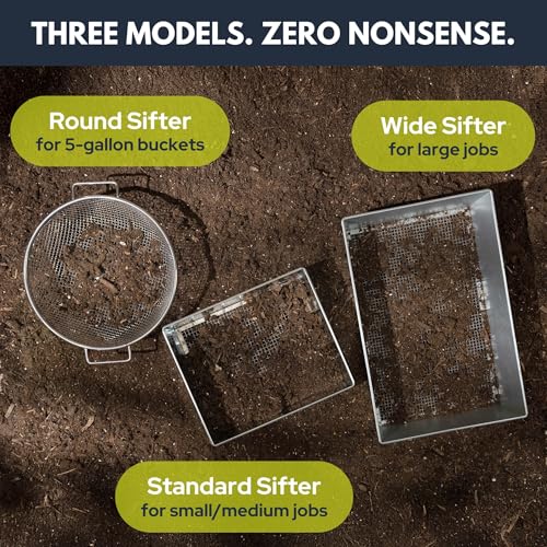 Round Soil Sifter, 1/4-inch Stainless Steel Sieve with Handles - size: 1/4 inch