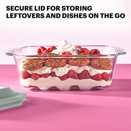 Pyrex 8x8 Deep Glass Baking Dish with Plastic Lid, Deep Casserole Dish - size: 8x8 (1-Count)
