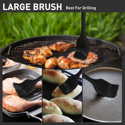 Begonia Silicone BBQ Sauce Brush, Black, 2pcs 10+8 inch Food Brush - color: Black