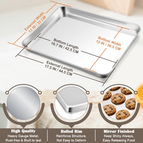 17.5"x13" Baking Sheet Pan(1Pc), Joyfair Stainless Steel Toaster Oven Tray - size: 17.5"x13"