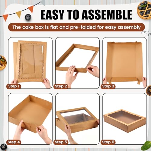 Sinload 10 Pcs Half Sheet Cake Box with Window & Board, Brown, 19x14x4 Inch - color: Brown, size: 19x14x4 Inch