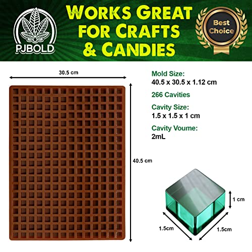 Square Silicone Candy Mold, 266 Cavity, 2mL - size: 2mL