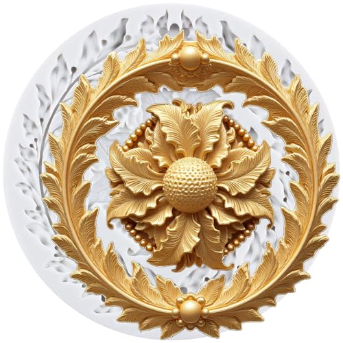 Lingzhi Baroque Fondant Molds Relief Flower Lace Silicone Mold - color: Style M