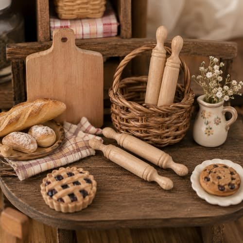 LUOZZY 15Pcs Mini Wooden Rolling Pins 2 Inch Baking Tool Models for Crafts