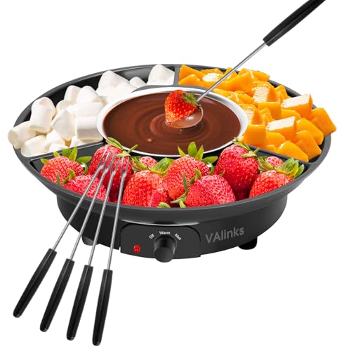 Electric Chocolate Melting Pot Chocolate Fondue Pot Set 3-Section Serving Trays with 6pcs Dipping Forks Perfect for Housewarming Christmas Party Gifts (Black) - color: Black