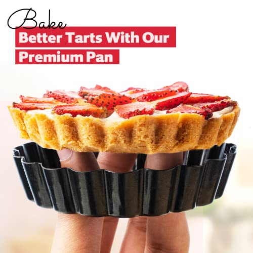 8 Pack Mini Tart Pans 4 Inch with Removable Bottom Round Nonstick Deep Quiche Pan, Heavy Duty Perfect for Baking Fruit Tarts, Quiches & Dessert - size: 4 Inch