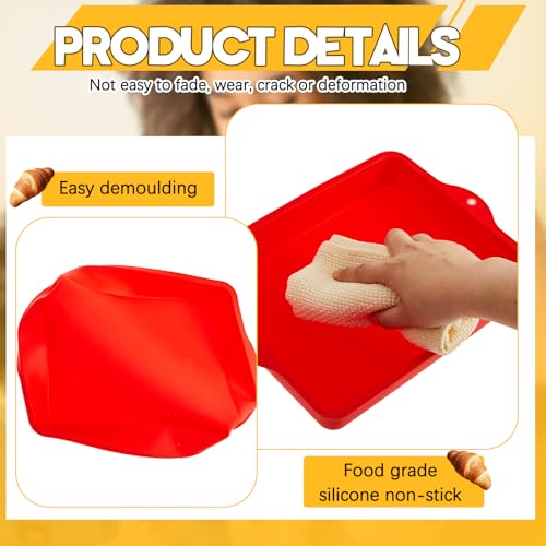 Geetery Set of 4 Silicone Square Cake Pan Silicone Brownie Pan Nonstick Baking Mold for Muffin Bread Rice Crispy Lasagna Pie, Red(12 x 8.7 x 1.6 Inches) - size: 10 x 8 x 1.6 Inches