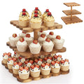 Novabright 3 Tier Scalloped Cupcake Stand for Wedding Birthday, Square
