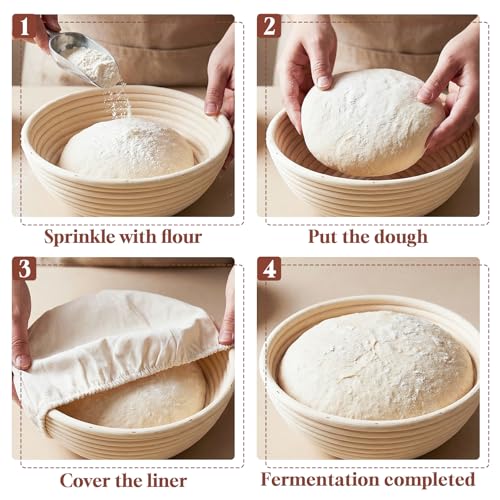 4 Pack Banneton Liners, Reusable Washable Bread Proofing Covers