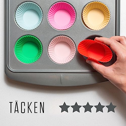24 Pack Silicone Cupcake Baking Cups - Heavy Duty Cupcake Liners, Non-stick and Dishwasher Safe Silicone Baking Liners, Non-toxic Muffin Liners by Tacken
