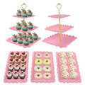 5 Pcs Dessert Table Display Set, Square Cupcake Stand, Pink - color: Pink Square