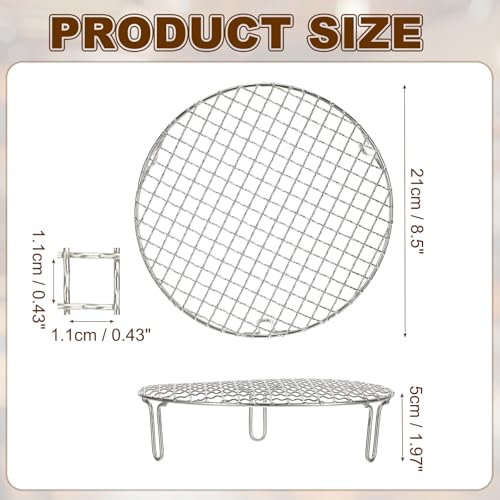 uxcell 8.5 Inch Round Cooking Rack, Stainless Steel Canning Racks with Legs, Barbecue Mesh Grill for Baking Cooling Steaming Cookware - size: 8.5 Inch