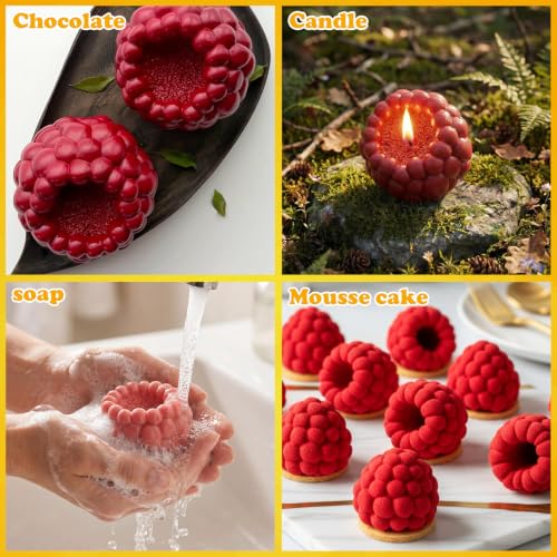 2 Pack Raspberry Molds Silicone, 3D Fruit Silicone Molds - color: White