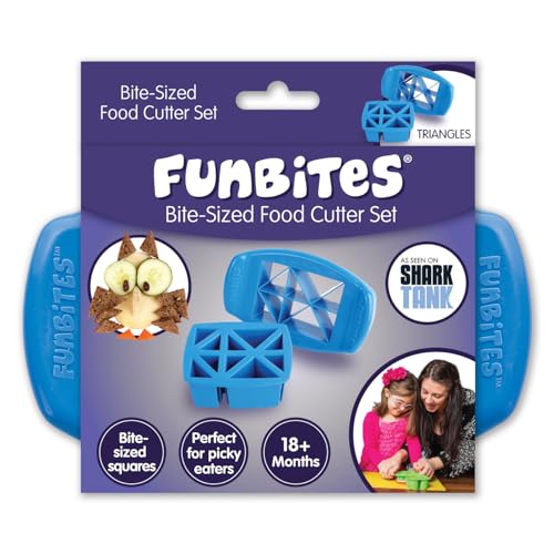 FunBites Sandwich Cutter for Kids Lunch, Crustless Bento 2-Pc Set, 1 Pack - color: Blue Triangles