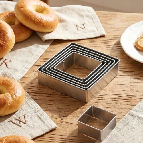 6PCS Square Cookie Cutter Set, Stainless Steel Square Cutter Cookie Cutters for Baking, Cookies, Biscuits 6 Sizes (1.5, 2, 2.5, 3, 3.5, 4 Inch)