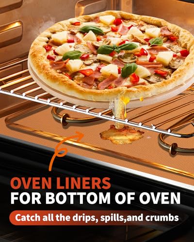 3 Pack Oven Liners for Bottom of Oven, 17x25" Large Heavy Duty Non-Stick Reusable Oven Mat for Electric, Gas, Toaster & Convection Ovens - BPA & PFOA Free, Dishwasher Safe, Kitchen Essentials, Copper - color: Copper, size: 3 Pack 17”x25”