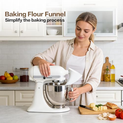 2026 New Flour Funnel for Kitchen Aid Mixer,Fits Tilt-Head 4.5–5Qt (KSM150) - color: B Purple2