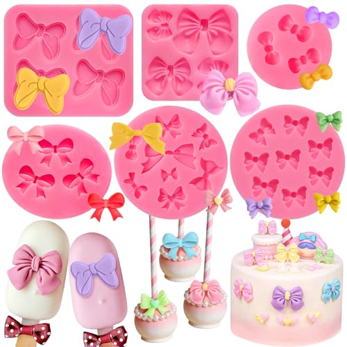 Bow Fondant Molds, 6 Pcs Bowknot Silicone Mold - color: Bow