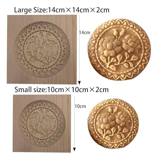 Carved Wooden Gingerbread Cookie Mold,3D Wooden Baking Mold Cookie Biscuit Press Stamp Molds,Cookie Cutter,Cookie Stamp,DIY Biscuit Stamp Mould for Halloween Thanksgiving Christmas(Rose hips-Large) - color: 5#-Rose hips-Large