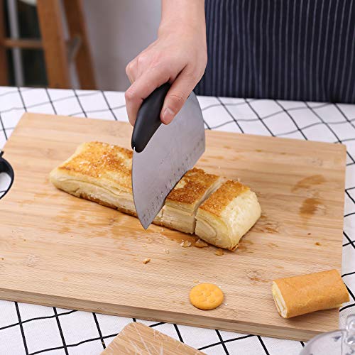1 pcs Dough Pastry Scraper Chopper/Stainless Steel Dough Scraper Cutter with Ergonomic Rubber Non-Slip Grip/Dough Scraper Cutter/Pro Pastry Pizza Cutter Chopper (Black) - color: Black