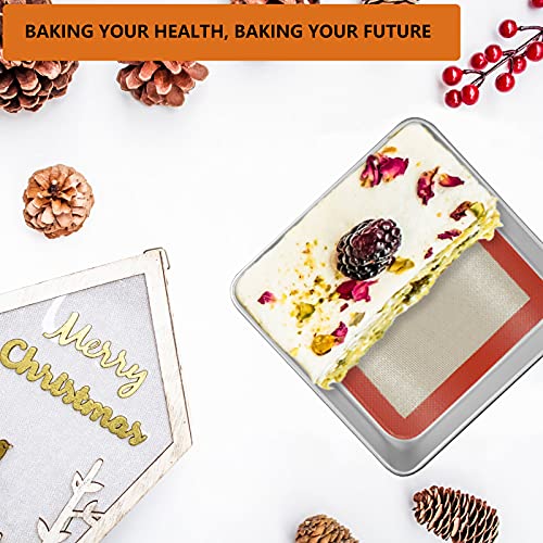 AMYONE Square Silicone Baking Mats for 9 Inch Baking Pan, Platinum, 2PCS - size: 9"L x 9"W