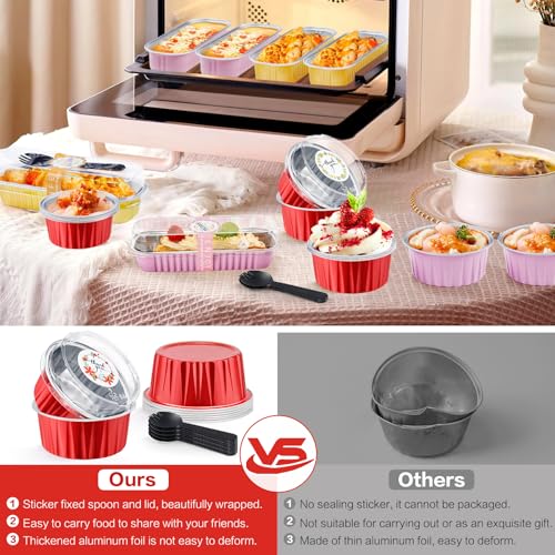 Red Mini Cake Pans with Lids, 5oz Round Mini Loaf Pan ZOXILEN 60Pack - color: Red 60pcs