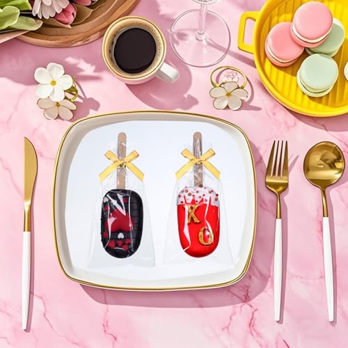 50pcs 4x6" Clear Cakesicle & Rice Krispie Treat Bags, Individually Wrapped. Includes Stick, Tie & Bow Kit. Perfect for Macarons, Candies, Apples, Cookies, Cakes, Ore Pops - Ideal Party Favors - color: Gold