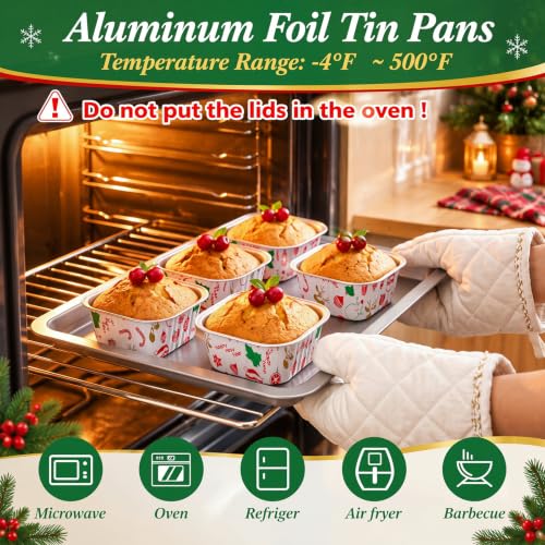 Skylety 100 Pcs 5oz Mini Square Cake Pans with Lids, Christmas Ornaments - color: Christmas Ornaments
