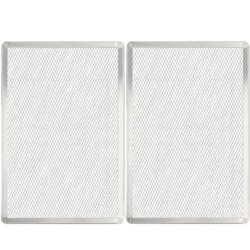 Pizza Screen 11 x 16 Inch 2 Pack Rectangular Aluminum Pizza Pan Restaurant-Grade Flatbread Screen Pizza Crisper Pan,Oven-Safe - size: 11×16 inch Pizza Screen