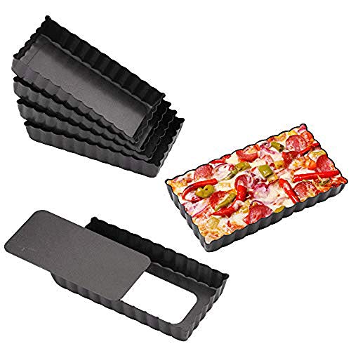 Gutsdoor Mini Tart Pan Square 4 Inch with Removable Bottom Quiche Pan Nonstick Round Quiche Pie Pan Set of 6 - style: Square
