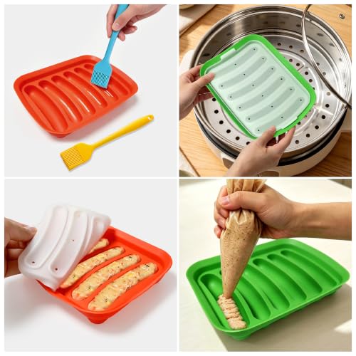 Silicone Baking Molds, Sausage-Shaped - color: Orange+Green