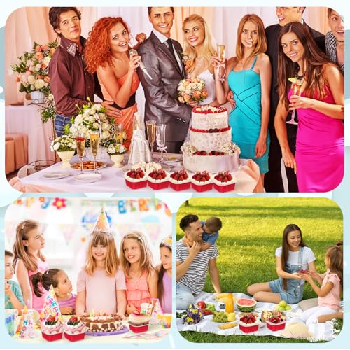 60Pack 5oz Christmas Mini Cake Pans with Lids Baking Cups Aluminum Foil Pans Tins, Individual Dessert Cups Containers for Sales,Party,Picnics Red - color: Red