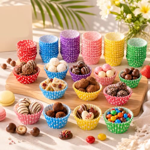 600 Pcs Mini Cupcake Liner Small Candy Cups Confetti Sprinkle Cupcake Liners Baking Cups Paper Baking Cupcakes Liner for Birthday Party Cake Decoration