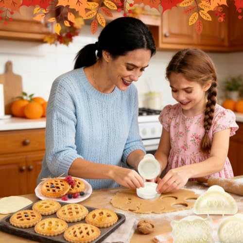 3Pcs Mini Hand Pie Molds - Dough Presser Pocket Pie Molds for Baking - One Press Pie Maker Set for Thanksgiving Christmas Party Potluck with Dumplings and Cookies Shapes - color: White