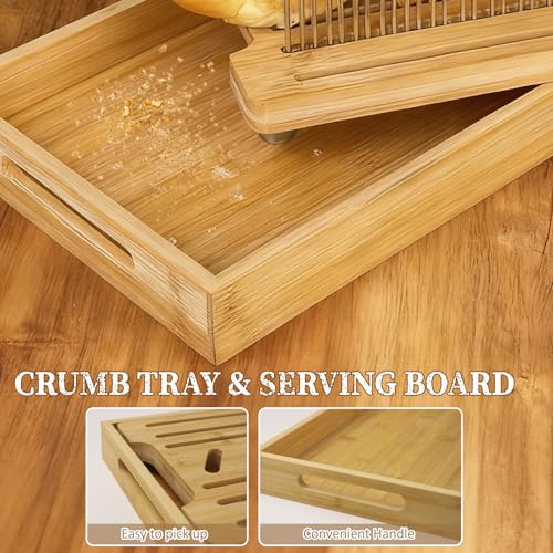 Bamboo bread slicer with stainless steel slide rails（13"L x 8"W） - size: Large