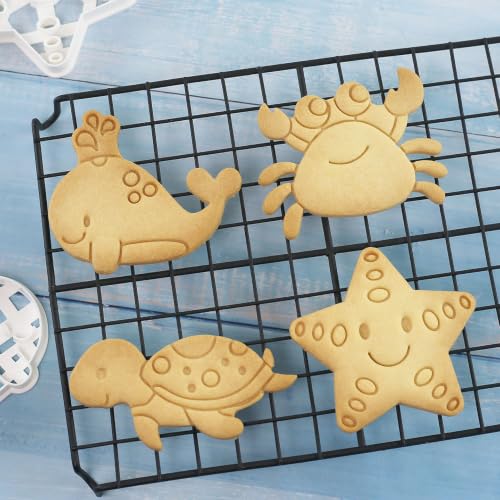 4Pcs Under the Sea Animals Cookie Cutters for Fondant and Cookies - color: Ocean
