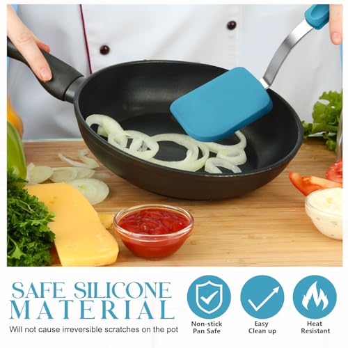 2Pcs Mini Silicone Cookie Brownie Spatula, Solid Flat, Light Blue - color: Light Blue, style: Solid Flat