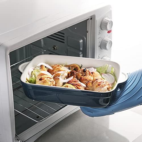 Sweejar Casserole Dishes for Oven, Ceramic Bakeware Set of 3, Lasagna Pan Deep with Handle, Rectangular Baking Pan Set, 9x13 Baking Dish for Cooking, Banquet and Daily Use (Navy) - color: Navy, size: 9x13 Baking pan