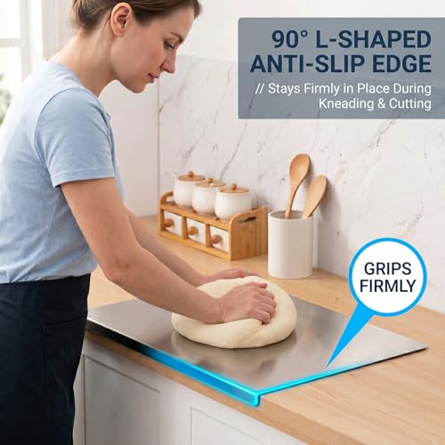 2026 NEW Stainless Steel Cutting Board With Lip, Non-Slip Dishwasher Safe, 304 Food Grade Stainless Steel Countertop Cutting Board for Kitchen Food Prep Meat Vegetables Baking (12"x16"(30 * 40cm)) - color: 12"x16"(30*40cm)