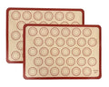 Macaron Silicone Baking Mats Set of 2, Half Sheet Nonstick Reusable Extra Thick Baking Sheet Liners for Macarons, Cookies and Pastry, Red - color: Macaron Red, size: 16.5"L x 11.6"W