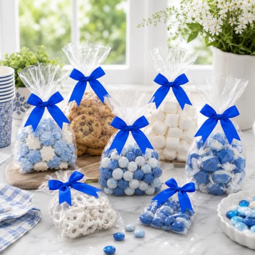 50 Pcs Twist Tie Bows for Treat Bags and Gift Wrapping, Royal Blue - color: Roayal Blue