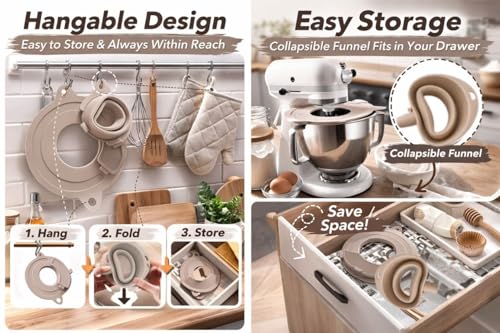 Premium Silicone Flour Funnel for Kitchen Aid Mixer with Mixer Bowl Cover