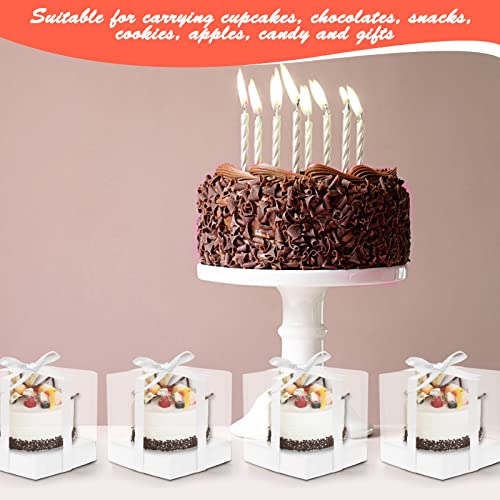 12 PCS Clear Cupcake Boxes 3.5 Inch Cupcake Containers (White) - color: White