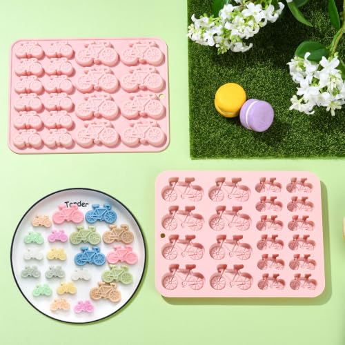 Airssory 2 pcs Bicycle Silicone Fondant Molds Bike Vehicle Traffic Moulds for DIY Cake Chocolate Pudding Jelly Candy Resin Crafts Candle Home Decor - color: Fondant Molds Bike Vehicle - 2 pcs
