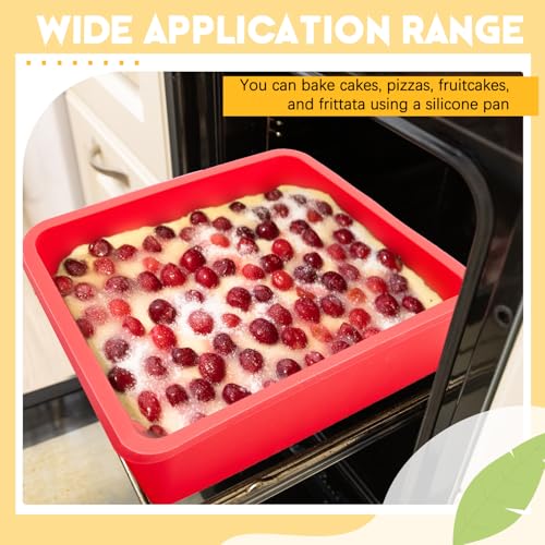 Geetery Set of 4 Silicone Square Cake Pan Silicone Brownie Pan Nonstick Baking Mold for Muffin Bread Rice Crispy Lasagna Pie, Red(8 x 8 x 1.6 Inches) - size: 8 x 8 x 1.6 Inches