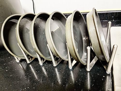 Pot Lid Organizer Pot Lid Holder Adjustable Pot Lid & Plate& Pans multipurpose Organizer Rack Holder Stainless Steel Dish Plate Drying Rack (Pack of 2) - size: Medium (Pack of 2)