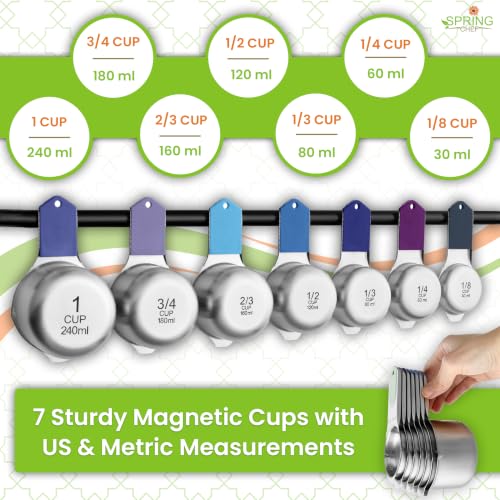 Spring Chef Magnetic Measuring Cups & Spoons Set of 15, Winter Frost - color: Winter Frost