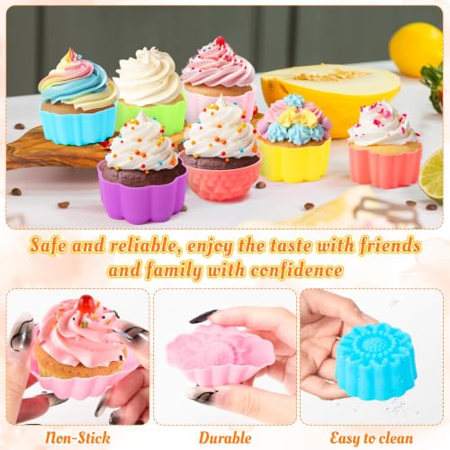 R HORSE Mini Silicone Cupcake Liners Molds, Muti Floral Shaped Baking Cups - style: New Flowers